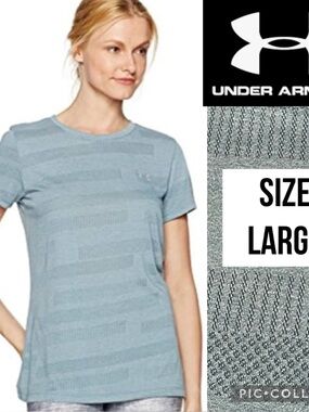 UNDER ARMOUR Womens Shirt Threadborne Train Jacqunder Crew Marlin Blue Steel L